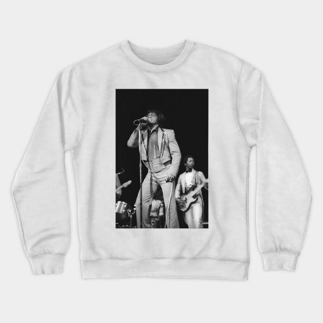 James Brown BW Photograph Crewneck Sweatshirt by Concert Photos